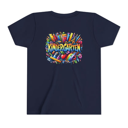 Kindergarten Colorful School Supplies Youth Tee — Back-to-School Kids T-Shirt