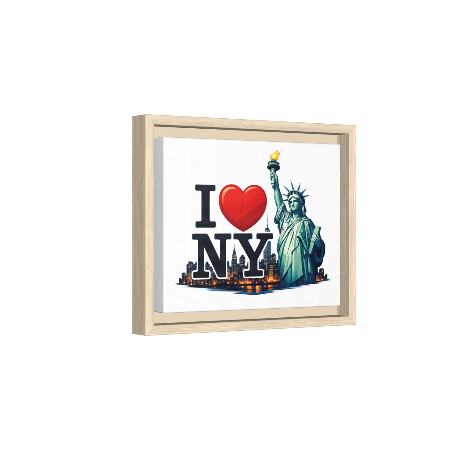 I Love NY Statue of Liberty Matte Framed Canvas