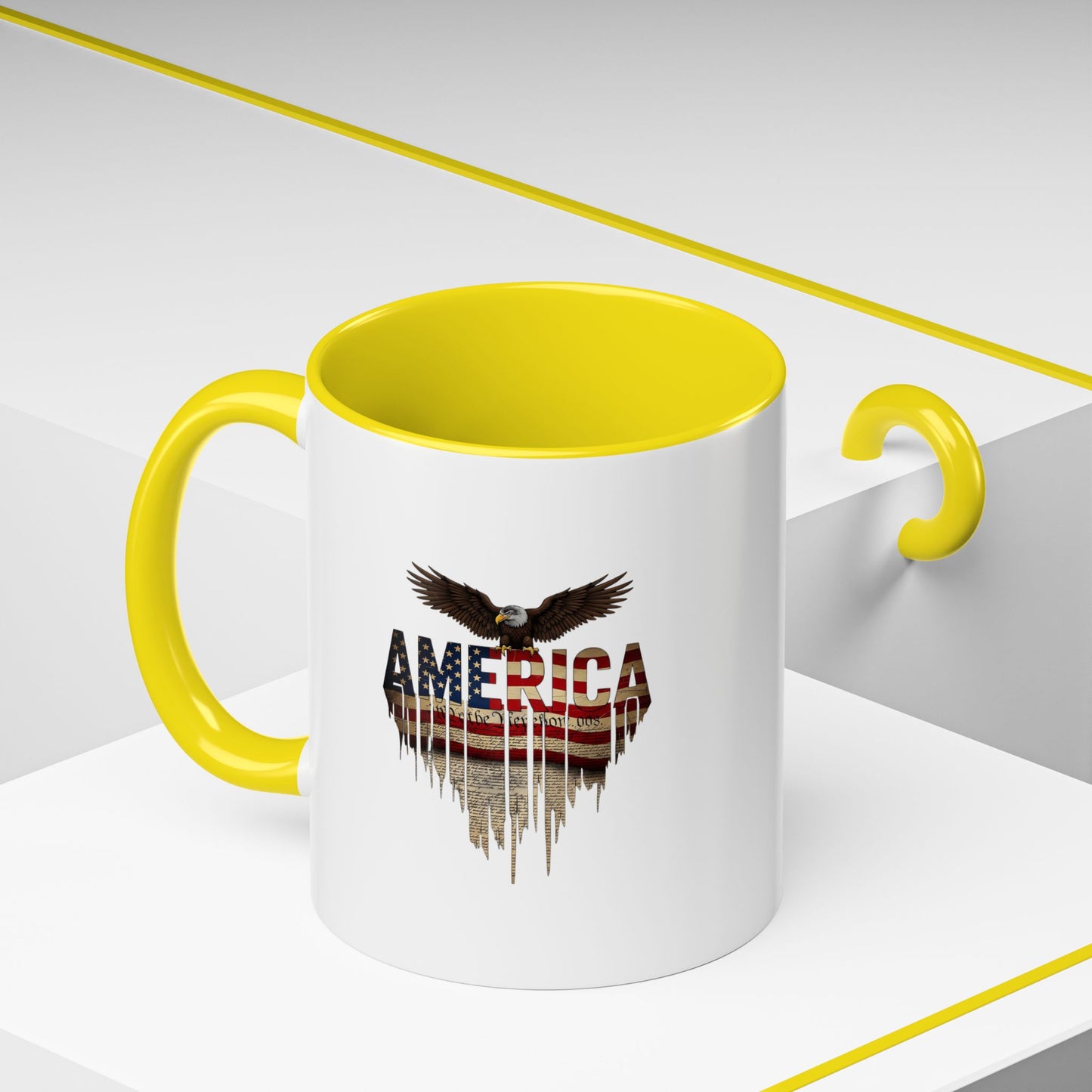 America Eagle Flag Accent Coffee Mug – Patriotic 11/15oz Ceramic