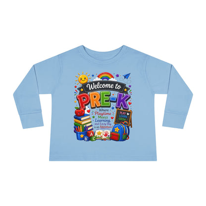 Welcome to Pre-K Toddler Long Sleeve Tee — Colorful Back-to-School Preschool Shirt