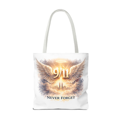 9/11 Memorial Tote Bag – 'Never Forget' Angel Wings Tribute