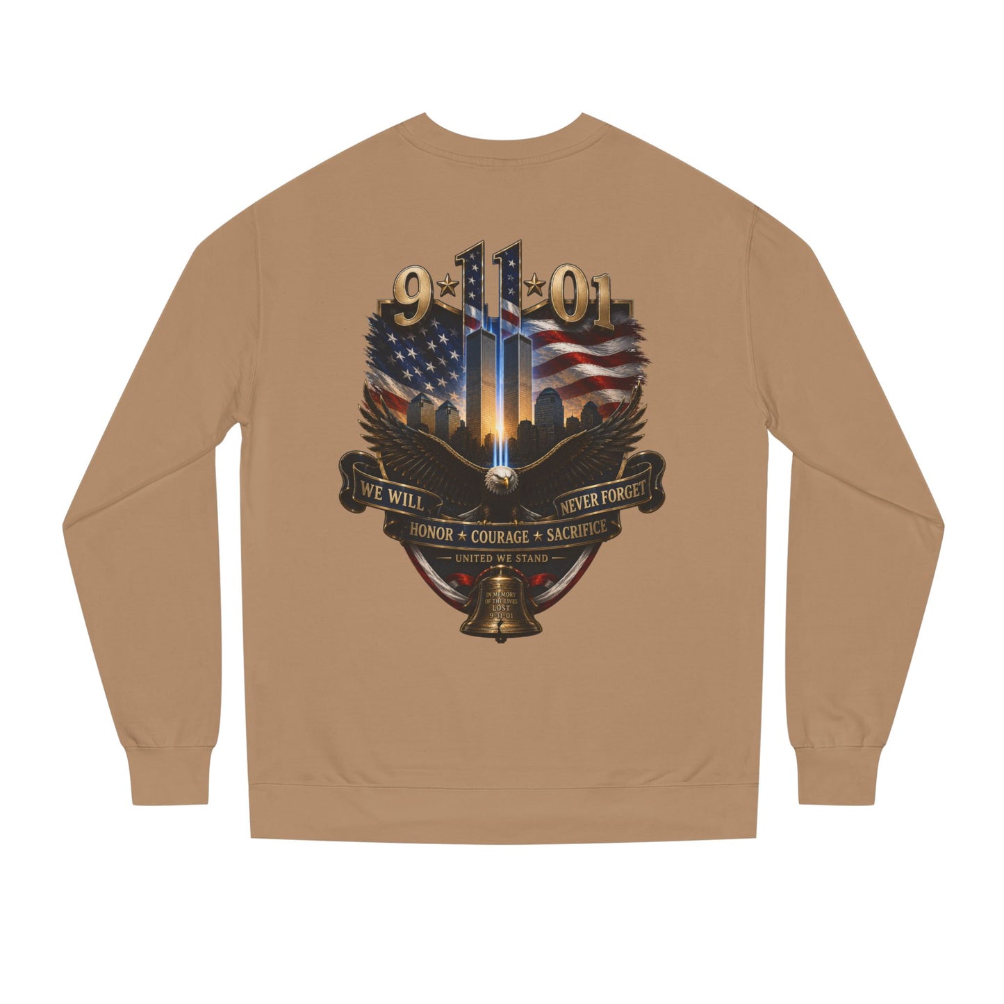9/11 Memorial Sweatshirt — We Will Never Forget Tribute Crewneck