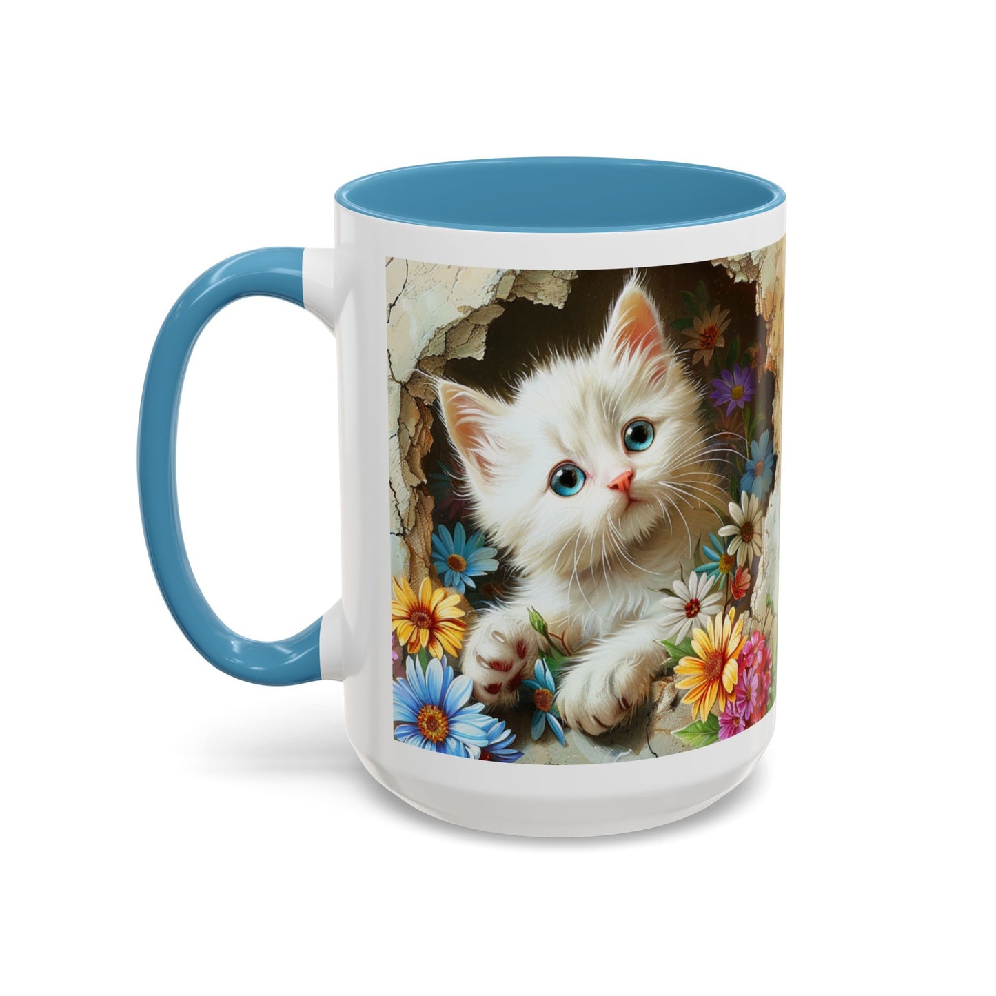 Cute Kitten Floral Accent Coffee Mug (11/15oz)