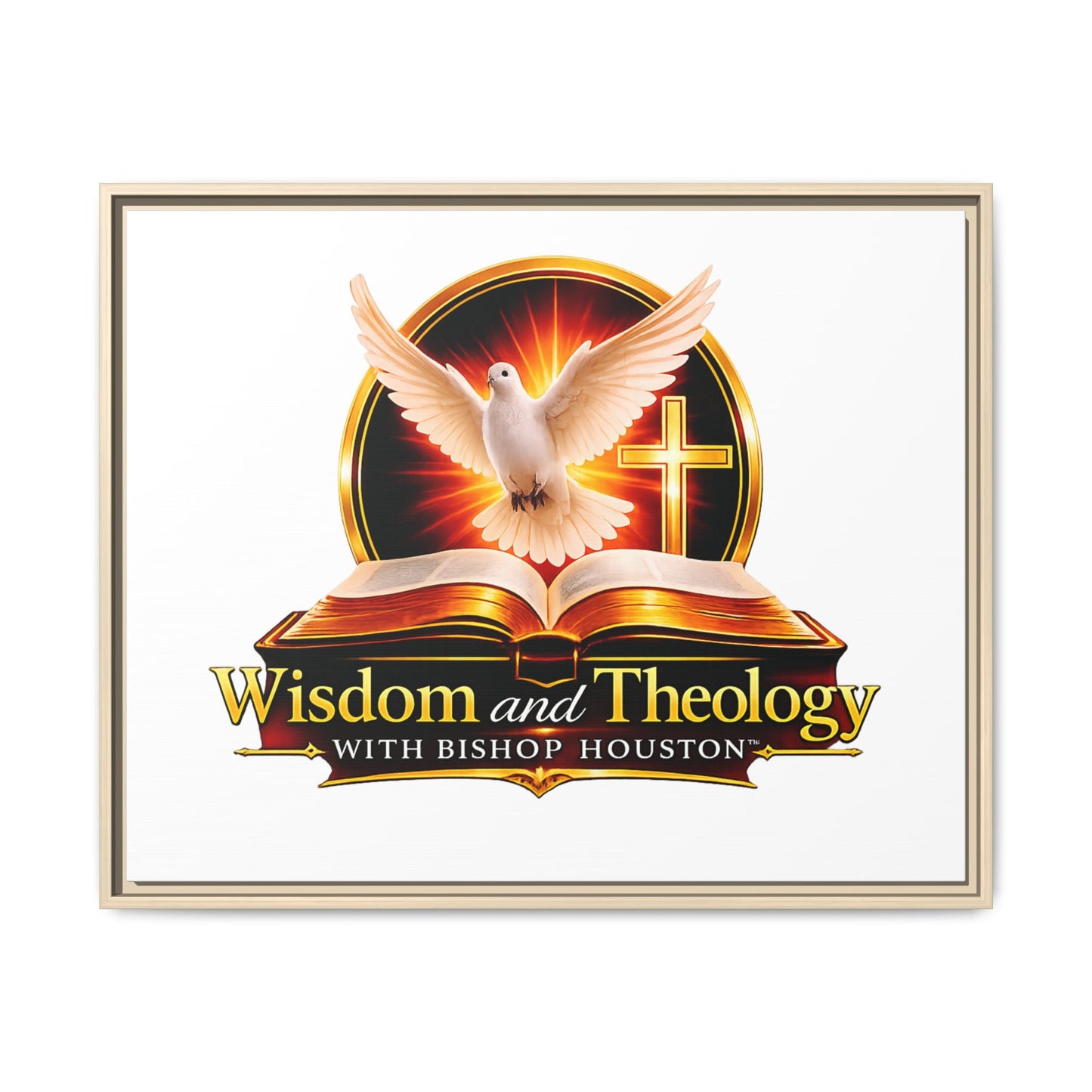 Framed Canvas Print — "Wisdom and Theology" Dove & Bible Wall Art