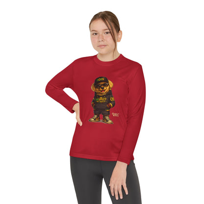Youth Long Sleeve Tee — Streetwear Bear Graphic, 'Respect' Hip-Hop Kids Shirt