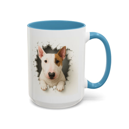 Bull Terrier Coffee Mug — Cute Dog Peeking Accent Mug (11/15oz)