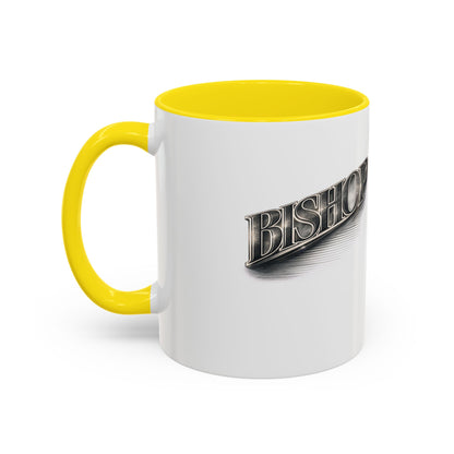 Vintage 'Bishop' Accent Coffee Mug — Retro Metallic Text Ceramic Mug (11/15oz)