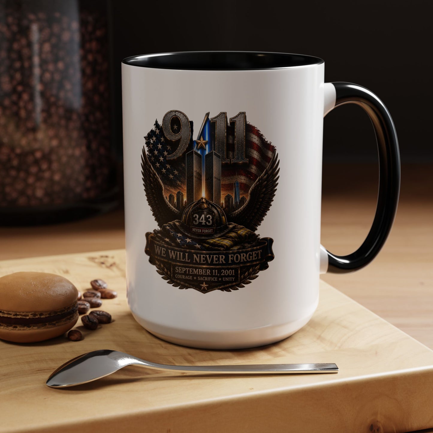 9/11 Memorial Coffee Mug - 'We Will Never Forget' Tribute Accent Mug