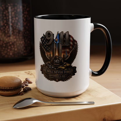 9/11 Memorial Coffee Mug - 'We Will Never Forget' Tribute Accent Mug