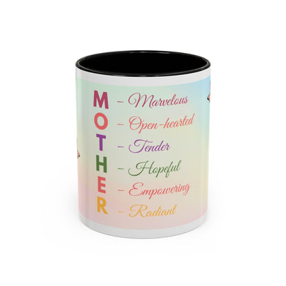 Mother Acronym Coffee Mug — Pastel Butterflies Mother Definition Gift (11/15oz)