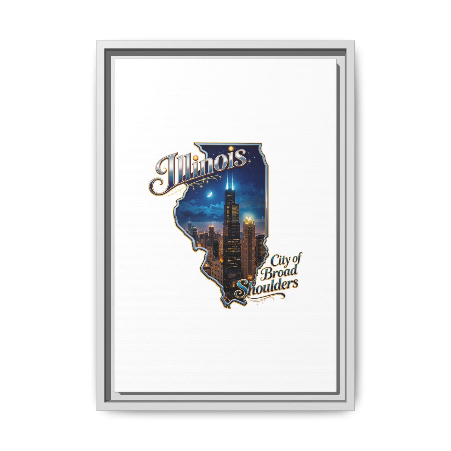Illinois City of Broad Shoulders Matte Canvas Framed Wall Art