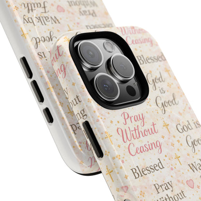 Christian Faith Magnetic Phone Case — "Pray Without Ceasing" Patterned Tough Case