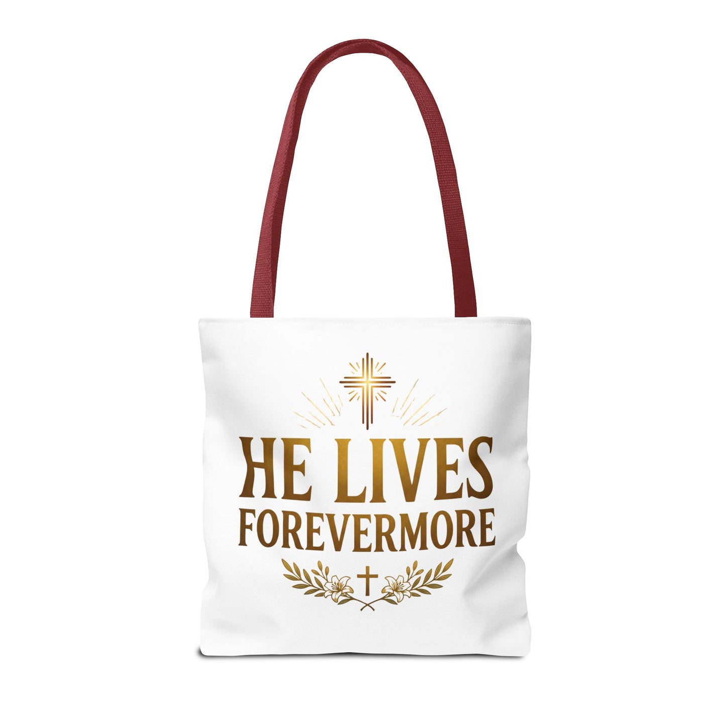 He Lives Forevermore Tote Bag – Christian Faith Cross Easter Canvas Tote
