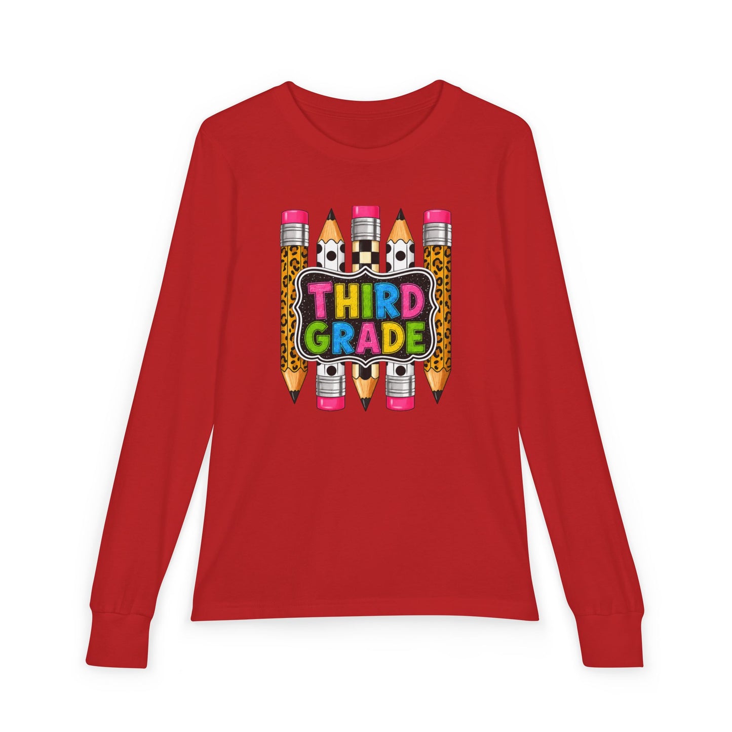 Third Grade Pencil Graphic Long Sleeve Tee