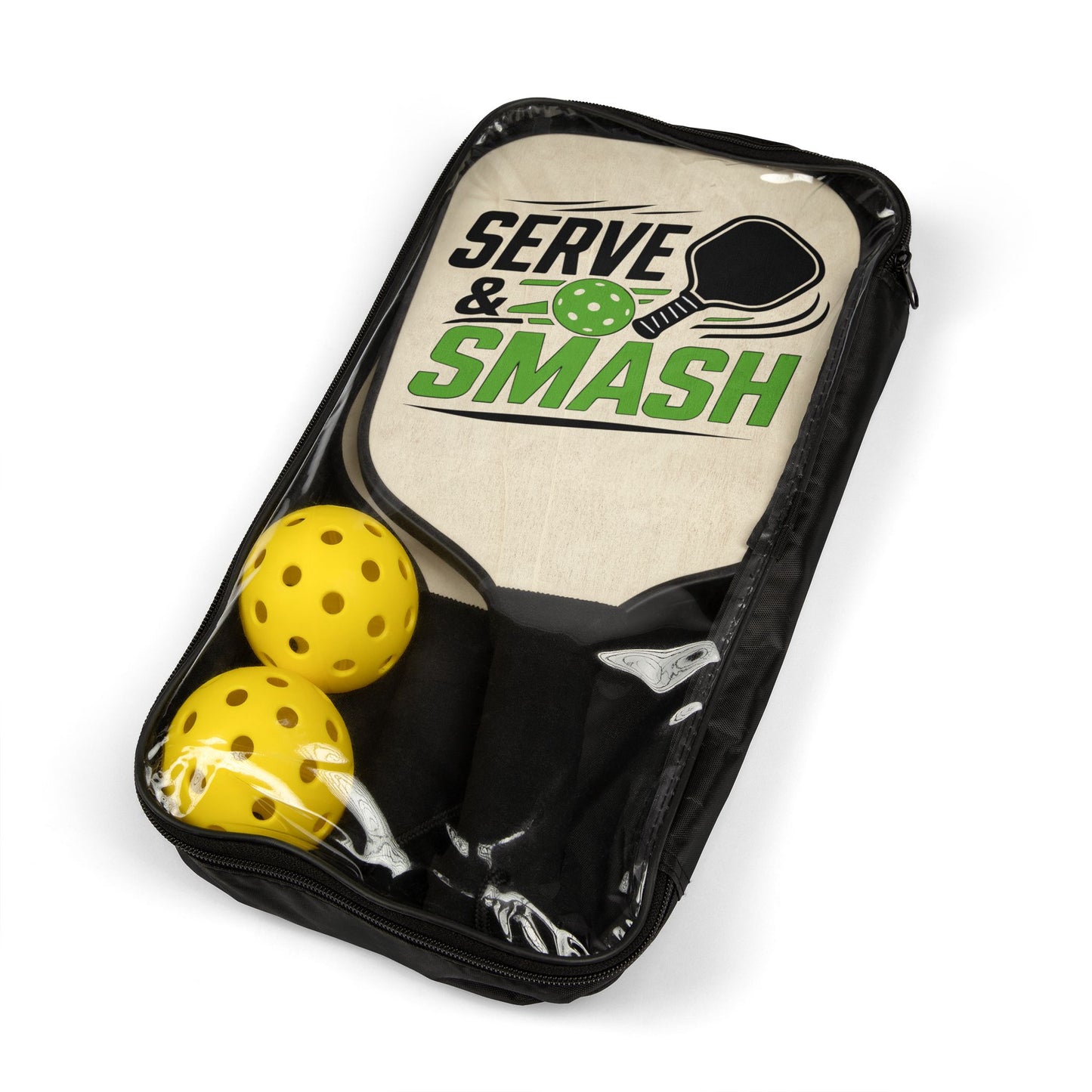 Serve & Smash Pickleball Paddle Set — 2 Paddles + Balls, Retro Green Design