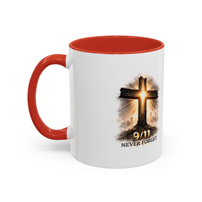 9/11 Never Forget Coffee Mug — Religious Memorial Accent Mug
