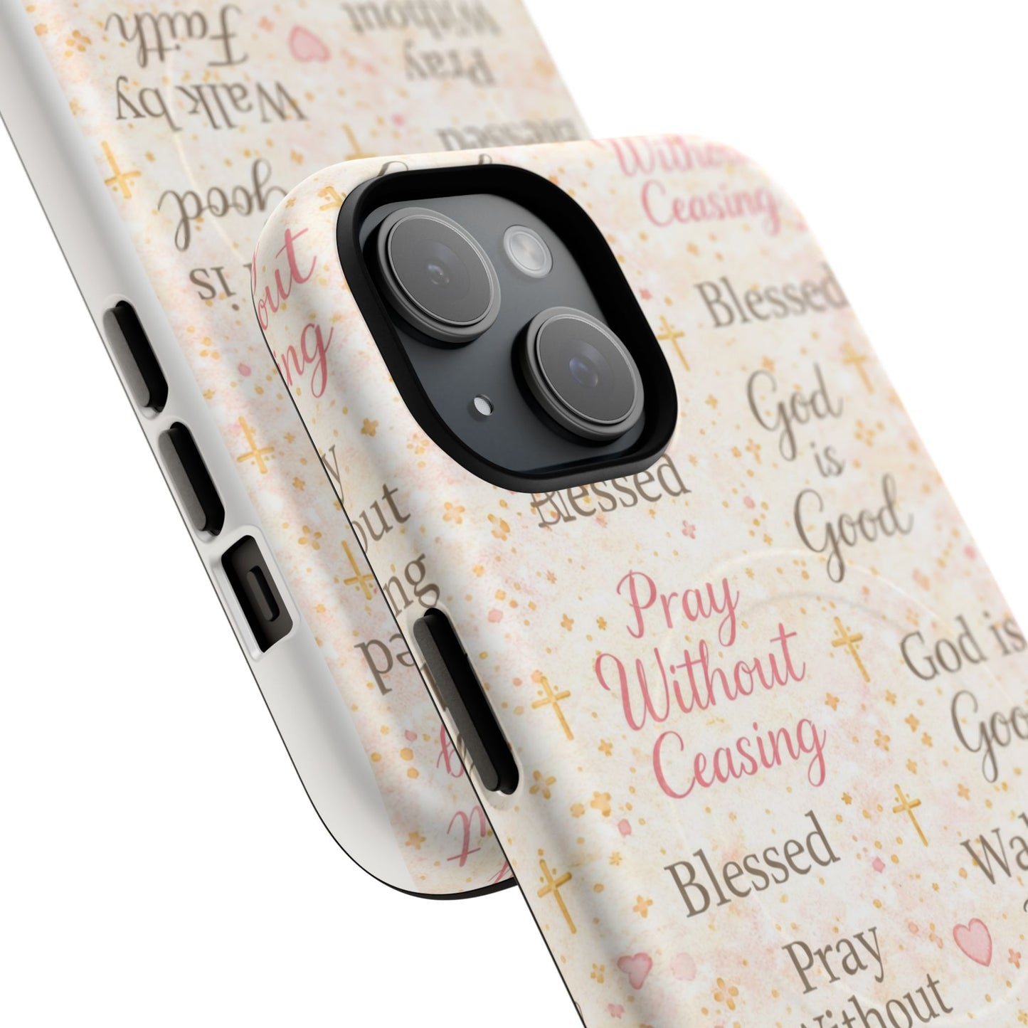 Christian Faith Magnetic Phone Case — "Pray Without Ceasing" Patterned Tough Case