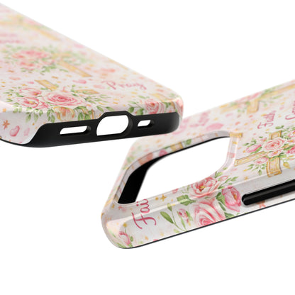 Faith Grace Love Cross Phone Case | Christian Floral iPhone Case