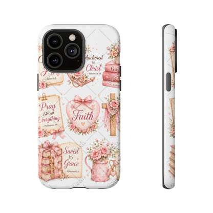 Faith Floral Phone Case – Christian Inspirational Scripture iPhone Cover (Choose Joy, Pray, Faith)