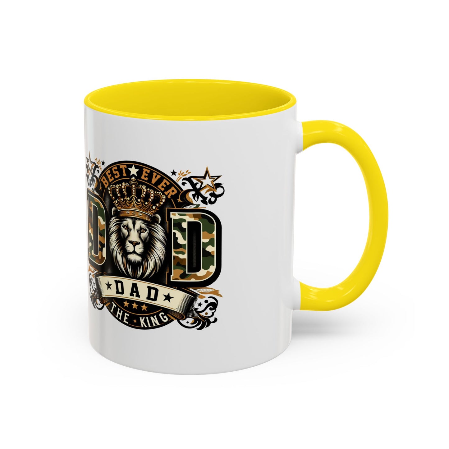Dad Coffee Mug — "Best Ever Dad" Lion Crest Accent Mug (11/15oz)