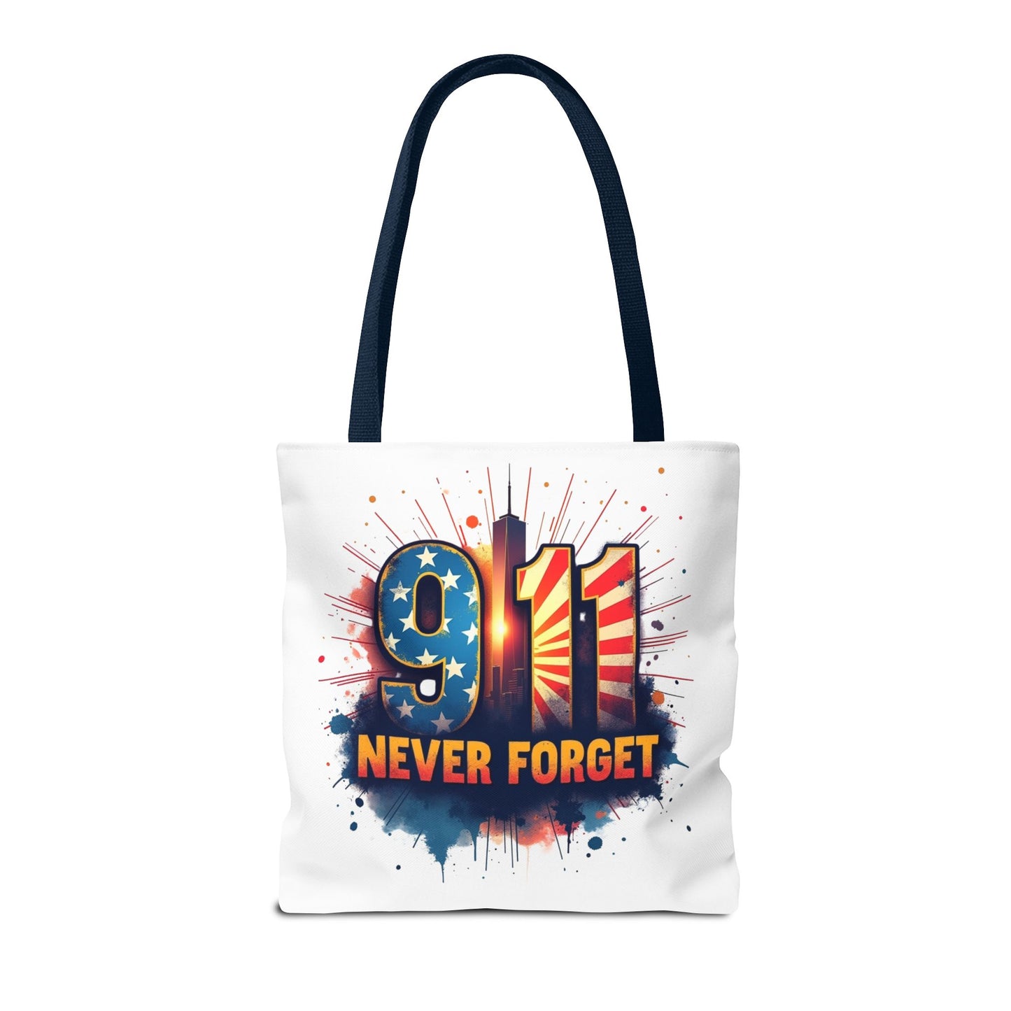 9/11 Never Forget Tote Bag — Patriotic Memorial Tribute Tote