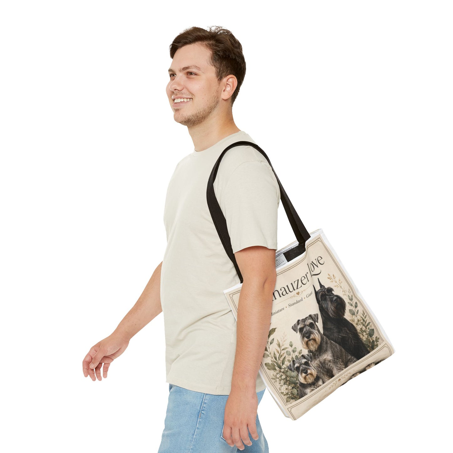 Schnauzer Love Tote Bag — Illustrated Dog Portraits, Miniature Standard Giant
