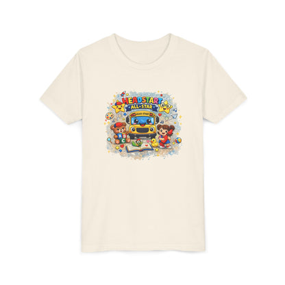 Youth Tee — "Headstart All-Star" Cute School Bus & Characters Back-to-School Shirt