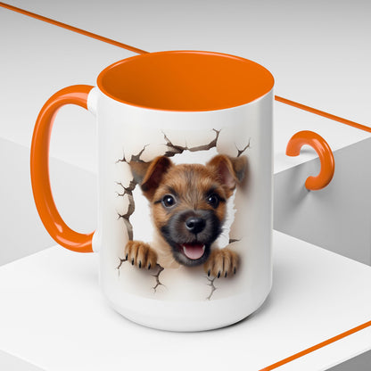 Puppy Peeking Accent Coffee Mug – Cute Dog Lover 11/15oz