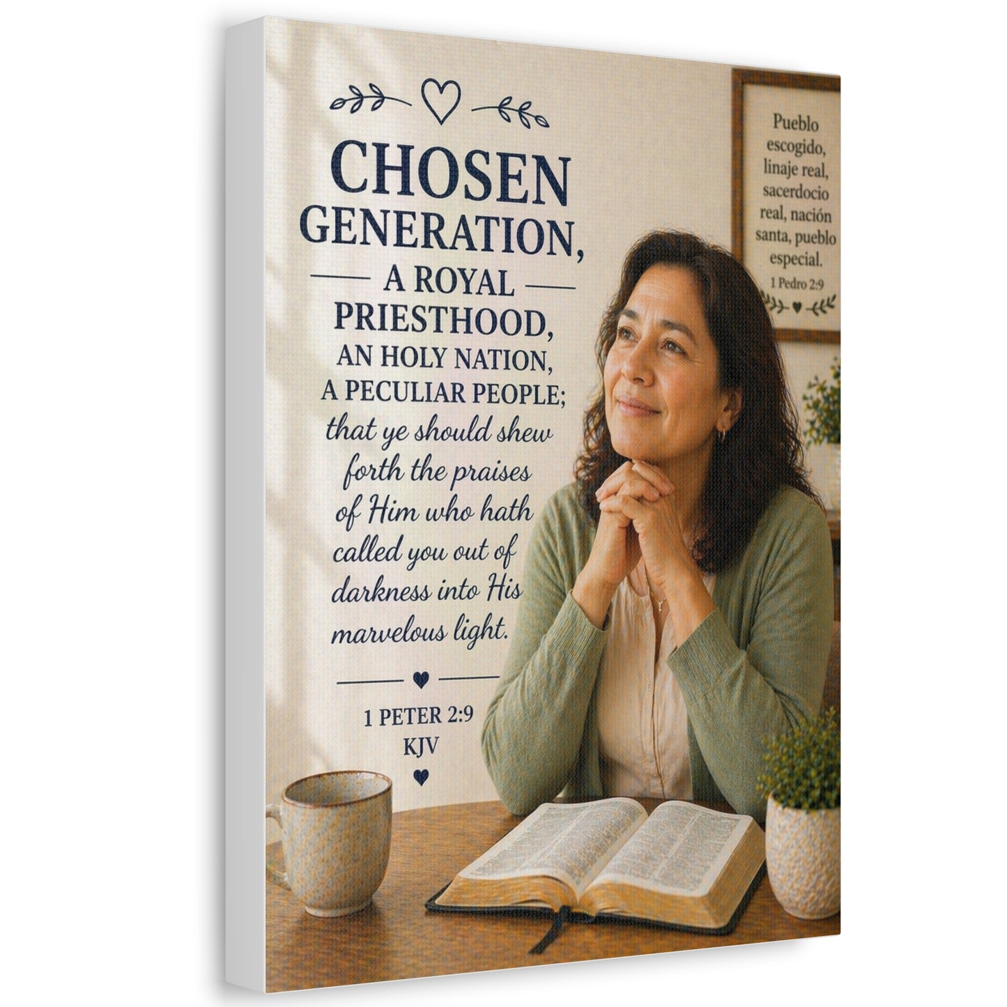 Chosen Generation Canvas Wall Art — 1 Peter 2:9 Inspirational Bible Verse Stretched Canvas