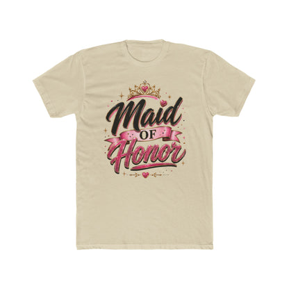 Maid of Honor T-Shirt — Bridal Party Tee with Crown & Pink Ribbon Design