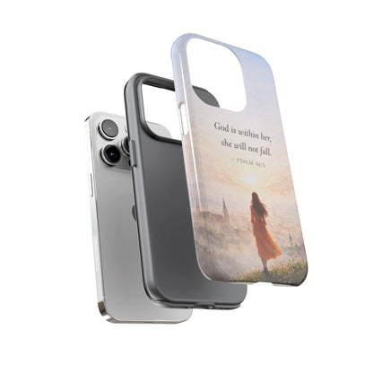 Inspirational Psalm 46:5 Phone Case — 'God is within her, she will not fall' Christian Phone Cover