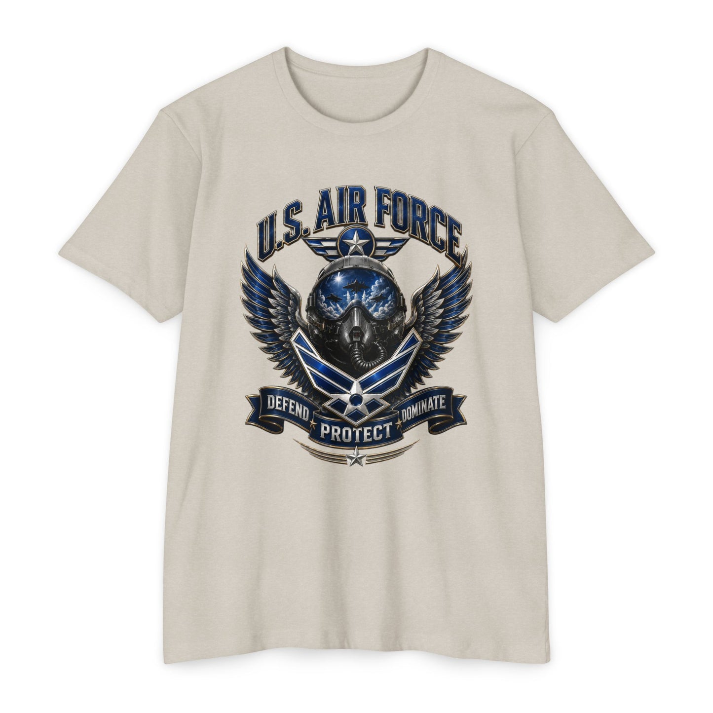 U.S. Air Force Skull Wings T-Shirt — Defend Protect Dominate Military Tee