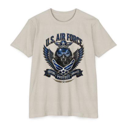 U.S. Air Force Skull Wings T-Shirt — Defend Protect Dominate Military Tee
