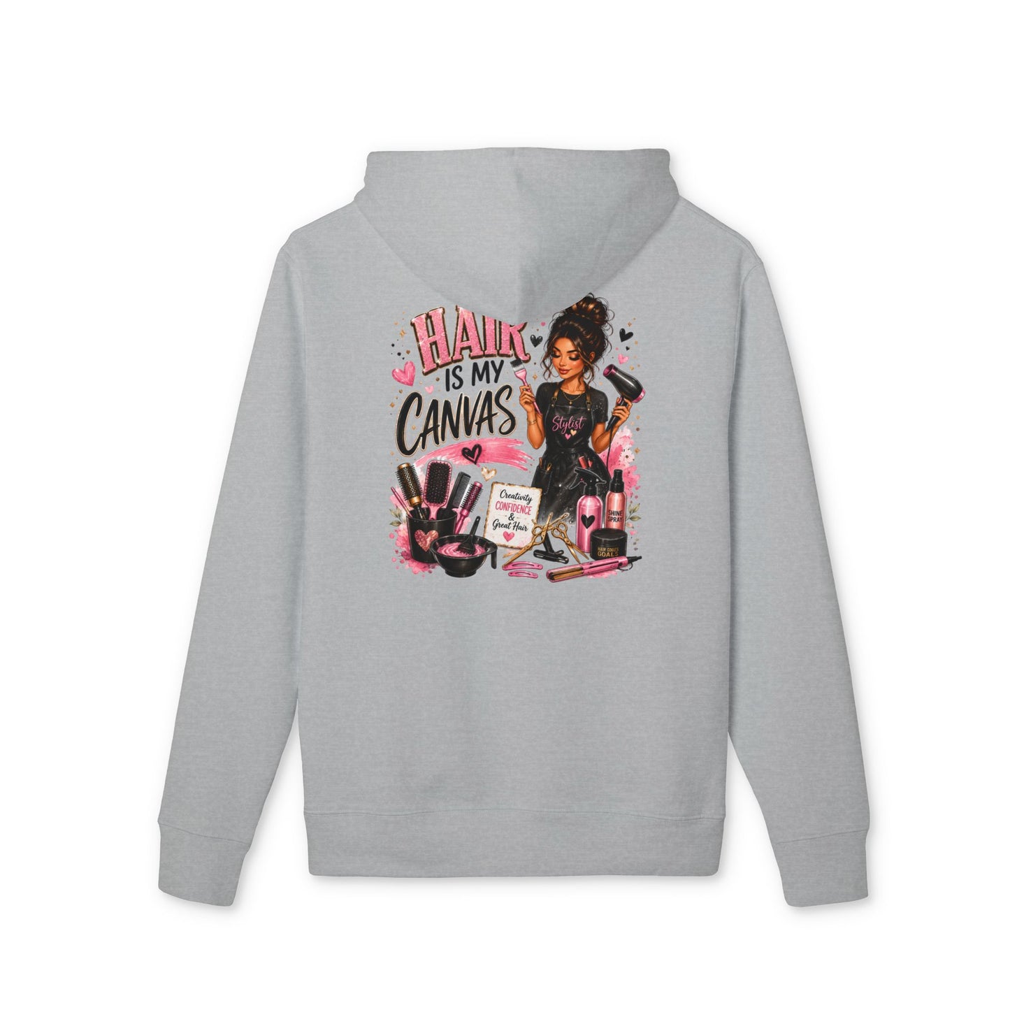 Hair Is My Canvas Hoodie — Black Beauty Salon Graphic Pullover