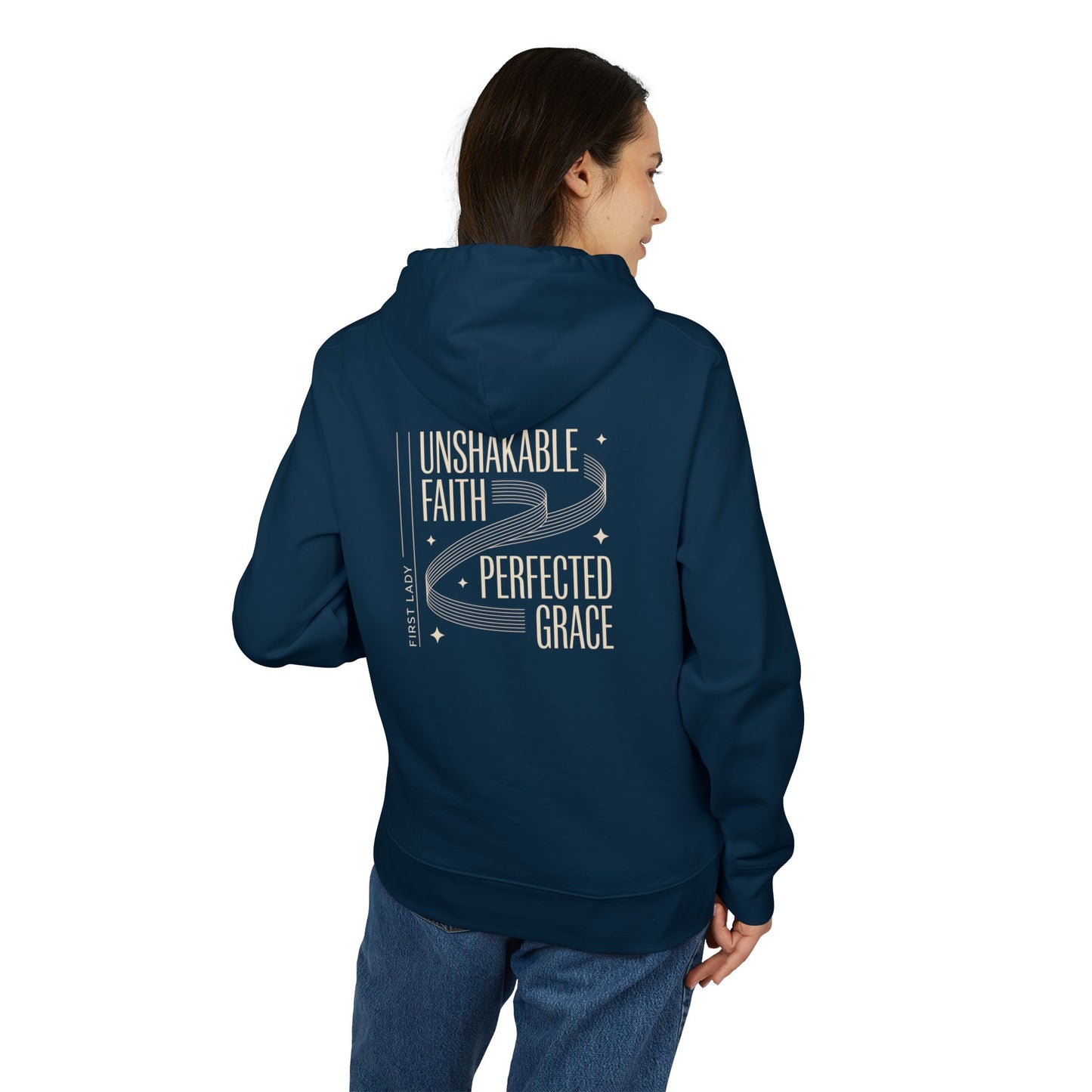Faith Hoodie — “Unshakable Faith, Perfected Grace” Inspirational Christian Pullover