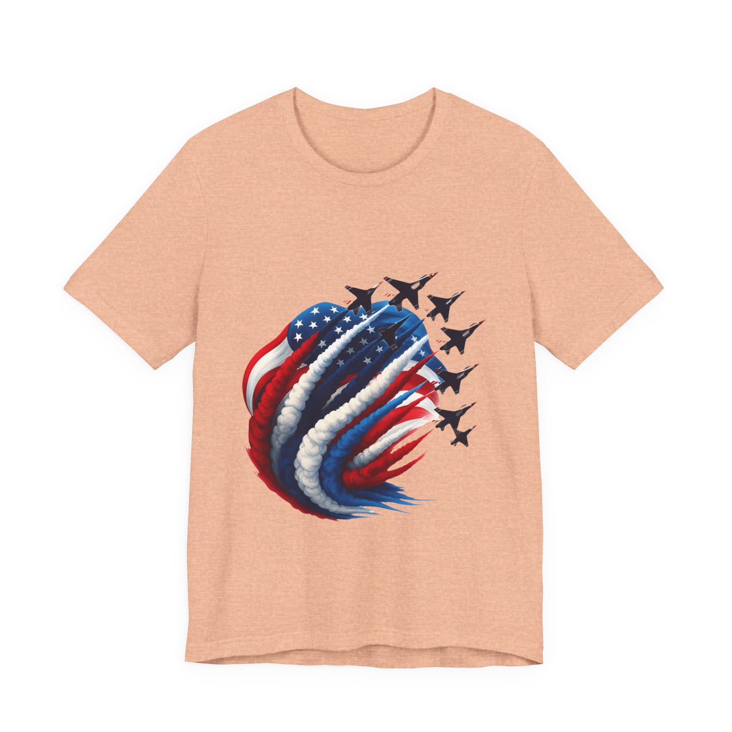 Patriotic Jet Flyover T-Shirt — American Flag Smoke Trail Tee