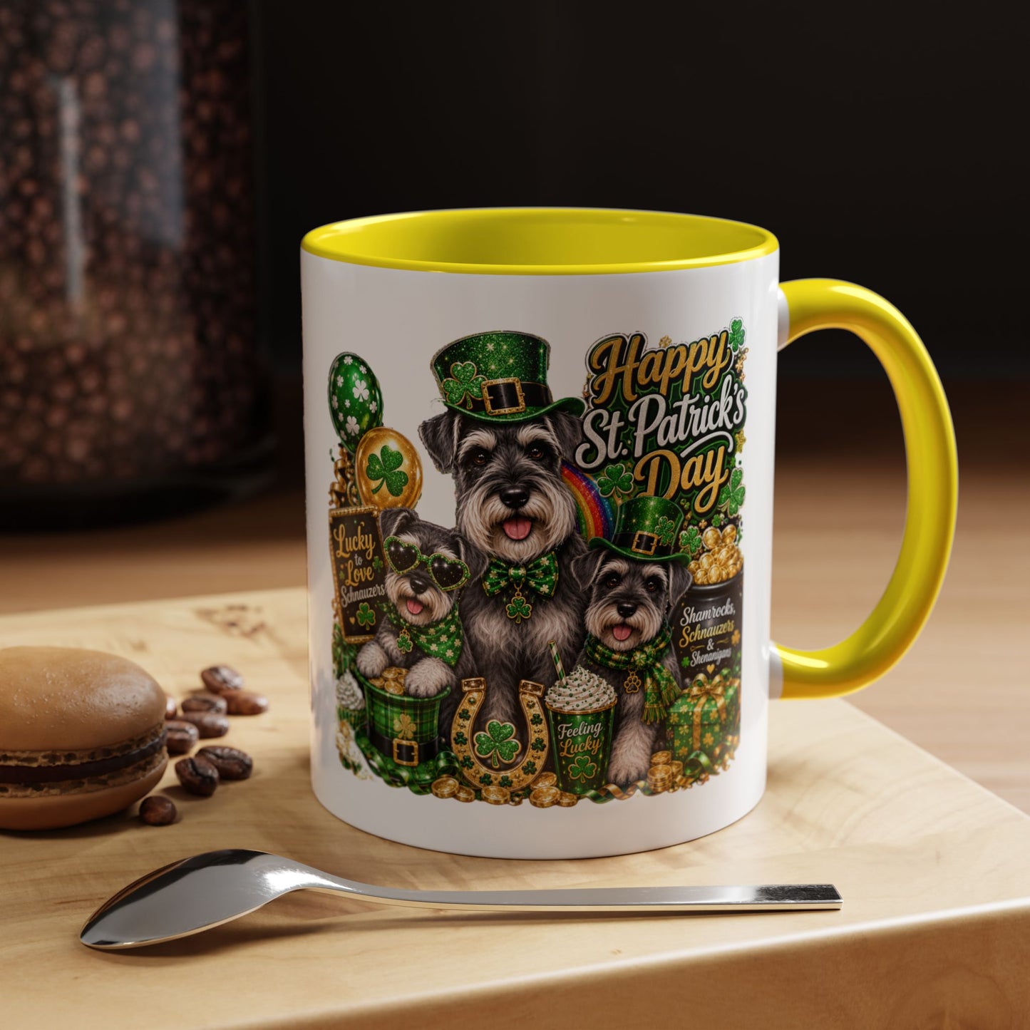 St. Patrick’s Day Dog Coffee Mug — Happy St. Patrick’s Day Accent Mug (11/15oz)