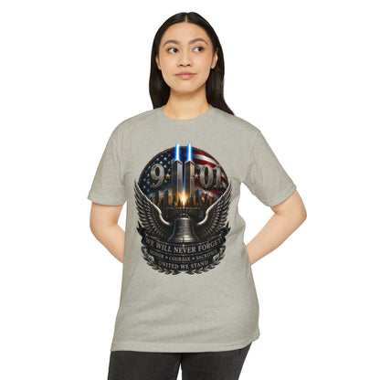 9/11 Never Forget Memorial T-Shirt — Twin Towers Tribute Tee