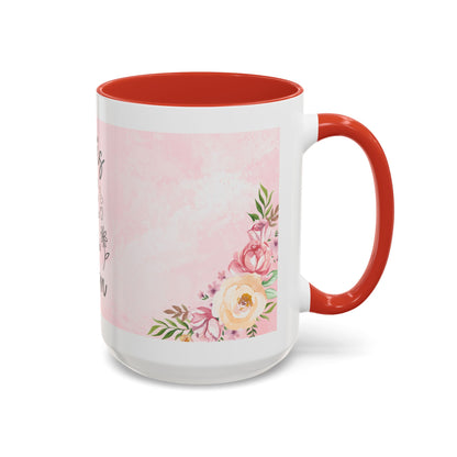 She is Mom Floral Accent Coffee Mug – ‘She is strong, loving, selfless and beautiful’ Gift for Mother’s Day