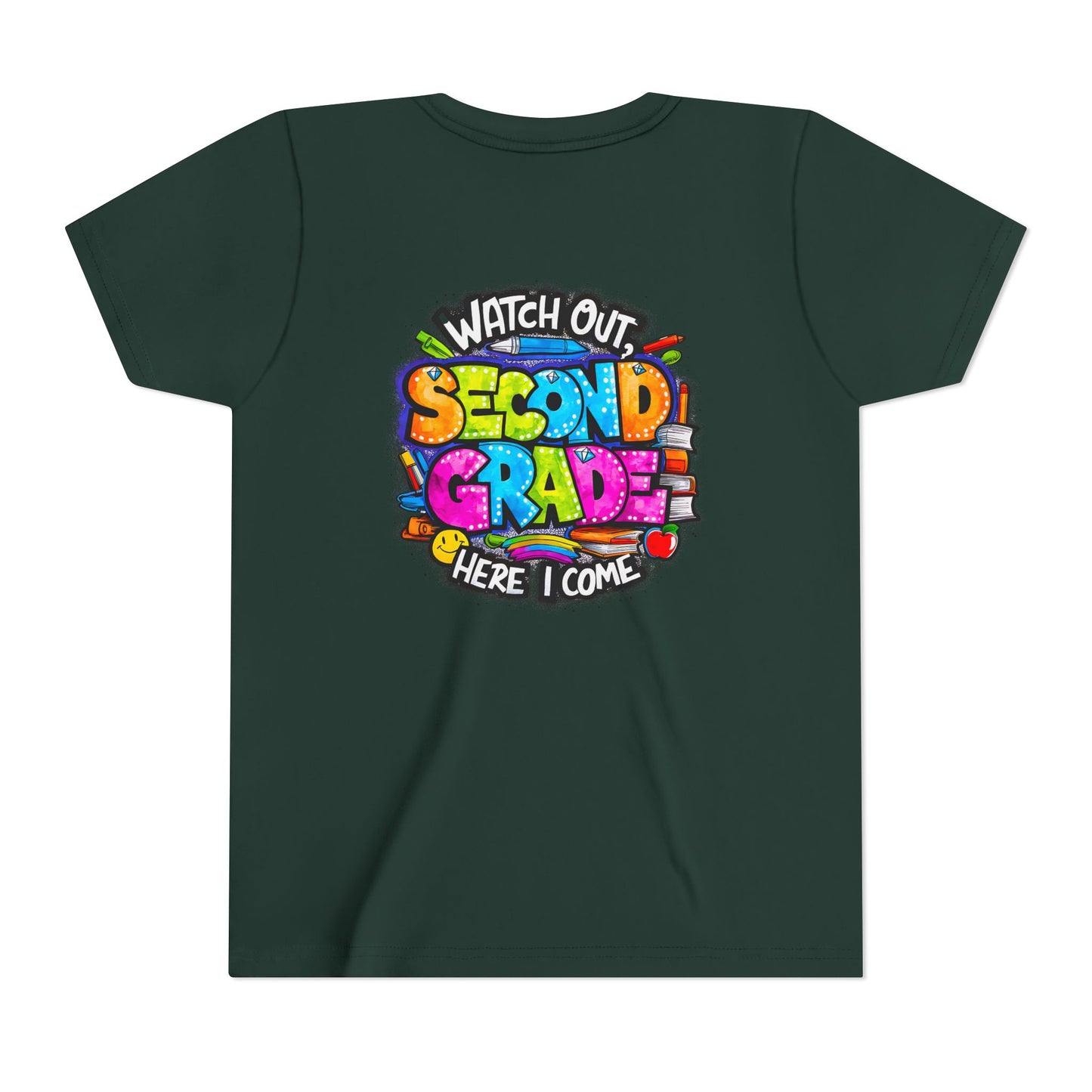 Second Grade Kids Tee - "Watch Out Second Grade Here I Come" Colorful Back-to-School Shirt