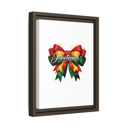Juneteenth Framed Canvas Print – Festive Red, Green & Gold Ribbon Wall Art