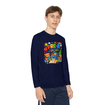 PRE-K Kids Long Sleeve Tee — Back-to-School Preschool Shirt ("Ready to Learn, Grow & Shine")