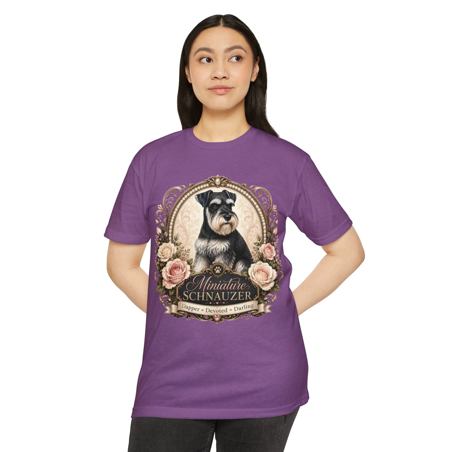 Miniature Schnauzer Floral Portrait T-Shirt
