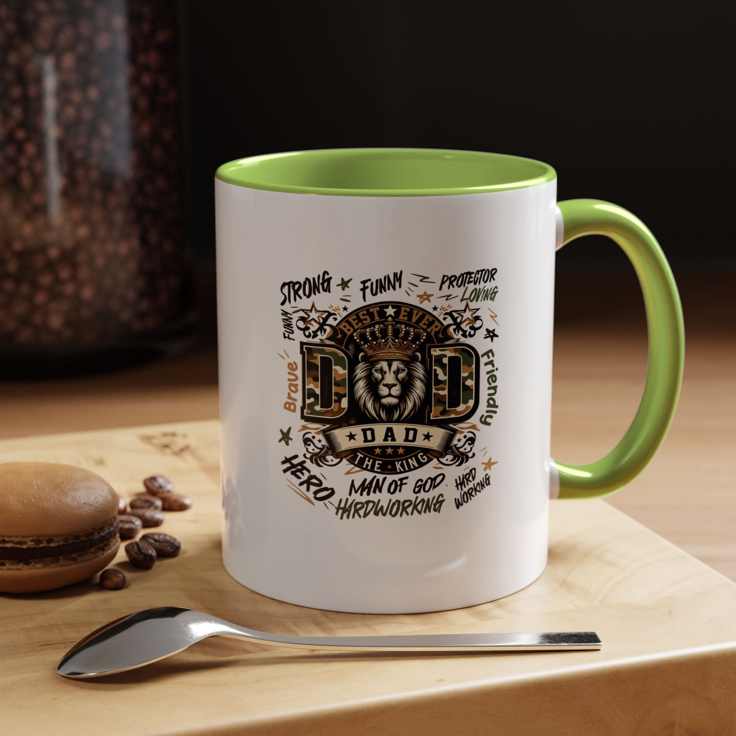 Dad King Lion Coffee Mug — 'Dad: The King' Accent 11/15oz Gift