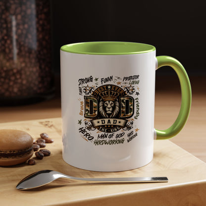 Dad King Lion Coffee Mug — 'Dad: The King' Accent 11/15oz Gift
