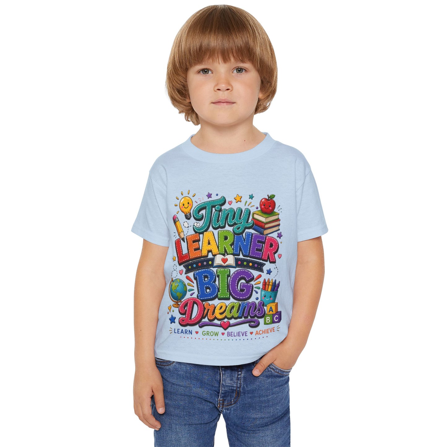 Toddler T‑Shirt — “Tiny Learner Big Dreams” Colorful Back‑to‑School Tee