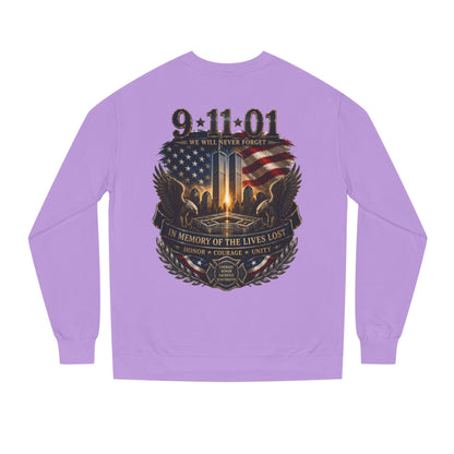 9/11 Memorial Sweatshirt – 'We Will Never Forget' Twin Towers Tribute Crewneck