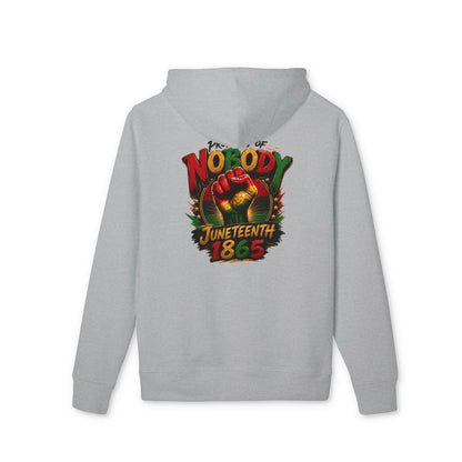 Juneteenth 1865 Hoodie — "Nobody" Raised Fist Celebration Sweatshirt