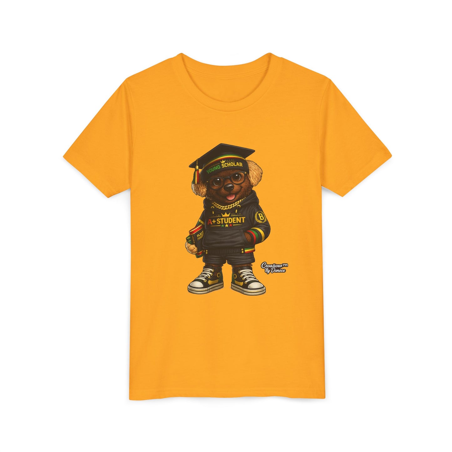 Youth Tee — Scholar Student Bear Graduation Graphic