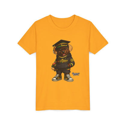 Youth Tee — Scholar Student Bear Graduation Graphic